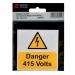 Danger 415 Volts -pack of 5 Sapp (75 X 75 Mm) 423380