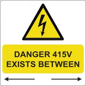 Danger 415 Volts Exists Between - Pack Of 25 Sav 75 X 75mm 423385