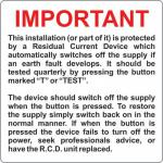 Important Rcd Test Label- Pack of 5 Sapp (75 X 75 Mm) 423424
