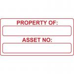 Property Of: Asset No:- Labels (50 X 25 mm Roll of 250) 423560