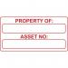 Property Of: Asset No:- Labels (50 X 25 mm Roll of 250) 423560