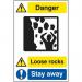 Quarry Sign: Loose Rocks Stay Away - Dib (400 X 600 Mm) 423687