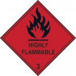 Highly Flammable 3 -labels (250 X 250 mm Pack of 10) 423763