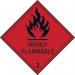 Highly Flammable 3 -labels (250 X 250 mm Pack of 10) 423763