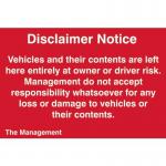 Disclaimer Notice - Vehicles...owners Risk - Sapp (300 X 200 Mm) 423959