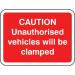 600 X 450 mm Dibond caution Unauthorisedvehicles.. Clamped Road Sign (without Channel) 424034