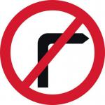 600 mm Dia. Dibond no Rightturn Road Sign (with Channel) 424075