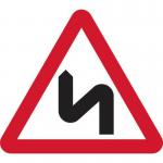 600 mm Tri. Dibond doublebend Ahead Road Sign (with Channel) 424091