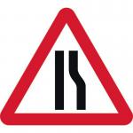 600 mm Tri. Temporary Sign& Frame - Road Narrows Right 424242