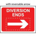 Diversion Ends with Reversible Arrow- Classic Roll Up Traffic Sign (1050 X 750 Mm) 424299