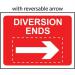 Diversion Ends with Reversible Arrow- Classic Roll Up Traffic Sign (1050 X 750 Mm) 424299