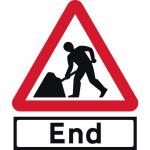 Road Works & End Supp Plate- Classic Roll Up Traffic Sign (600 mm Tri) 424361