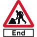 Road Works & End Supp Plate- Classic Roll Up Traffic Sign (600 mm Tri) 424361