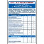 Safety Poster: Noise Atwork Regulations - 1.2 mm Recyclable Pp (400 X 600 Mm) 424505