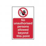 No Unauthorised Persons Allowedbeyond This Point - 1.2 mm Recyclable Pp (400 X 600 Mm) 424561