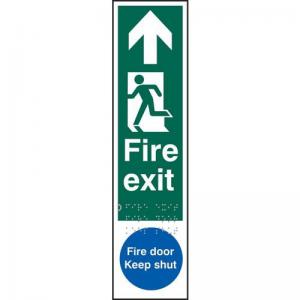 Fire Exit Man Left Arrow Up Fire Door Keep Shut - Taktyle 75 X 300mm