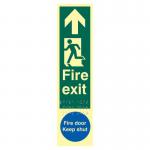 Fire Exit Man Left Arrow Up fire Door Keep Shut - Taktyleph (75 X 300 Mm) 424606