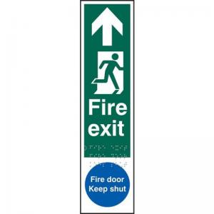 Fire Exit Man Right Arrow Up Fire Door Keep Shut - Taktyle 75 X 300mm