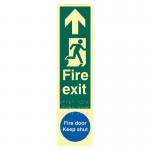 Fire Exit Man Right Arrow Up fire Door Keep Shut - Taktyleph (75 X 300 Mm) 424610