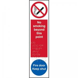 No Smoking Beyond This Point Fire Door Keep Shut - Taktyle 75 X 300mm