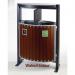 Wood effect twin litter recycling bin with hood 425493