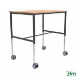 Kongamek height adjustable mobile table trolley, 1140mm length, beech finish 425503