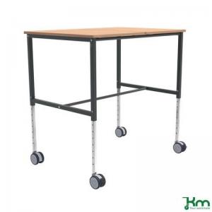 Kongamek height adjustable mobile table trolley, 1140mm length, beech