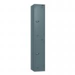 Steel Locker - Flat Top, Slate Grey Body and Door 2 Doors - Cam Lock - H 1800 X W 300 X D 300 426446