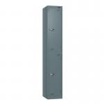 Steel Locker - Flat Top, Slate Grey Body and Door 2 Doors - Hasp & Staple Lock - H 1800 X W 300 X D 380 426449