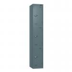 Steel Locker - Flat Top, Slate Grey Body and Door 3 Doors - Cam Lock - H 1800 X W 300 X D 300 426452
