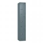 Steel Locker - Flat Top, Slate Grey Body & Door 3 Doors - Hasp & Staple Lock - H 1800 X W 300 X D 380 426455