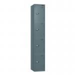 Steel Locker - Flat Top, Slate Grey Body and Door 4 Doors - Cam Lock - H 1800 X W 300 X D 380 426460