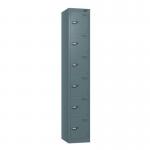 Steel Locker - Flat Top, Slate Grey Body and Door 6 Doors - Cam Lock - H 1800 X W 300 X D 380 426472