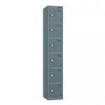 Steel Locker - Flat Top, Slate Grey Body & Door 6 Doors - Hasp & Staple Lock - H 1800 X W 300 X D 380 426473