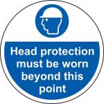 Head Protection Must Be Worn Beyondthis Point - R 9 Floor Graphic (400 mm Dia.) 426823