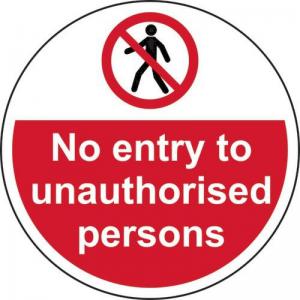 No Entry To Unauthorised Persons - R9 Floor Graphic 400mm Dia. 426833
