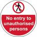 No Entry to Unauthorised Persons- R 9 Floor Graphic (400 mm Dia.) 426833