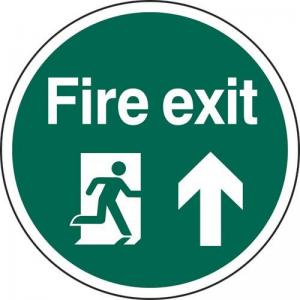 Fire Exit Man Running Arrow Up - R9 Floor Graphic 400mm Dia. 426837