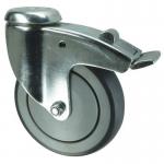 Swivel Castor, Braked, Single Hole, 150 Mmdia, Thermoplastic Rubber Tyred Nylon Wheel Ball Journal 427184