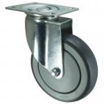 Swivel Castor, Plate Fixing, 100 mm Dia, Thermoplastic Rubber Tyred Nylon Wheel Ball Journal Bearing 427186