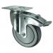 Swivel Castor, Braked, Plate Fixing, 80 mm Dia, Thermoplastic Rubber Tyred Nylon Wheel Ball Journal 427189