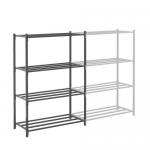 Heavy duty tubular shelving starter bay, 2000mm height, with chipboard shelf covers 427586