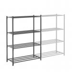 Heavy duty tubular shelving starter bay, 2000mm height, with chipboard shelf covers 427586