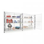 Heavy duty security cage shelving, with chipboard decks 427645