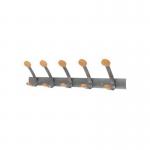 Alba Wall Coat Rack,5 Hook, Silver Wood 427728
