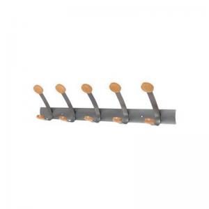 Alba Wall Coat Rack, 5 Hook, Silver Wood 427728