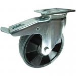 Plate Fixing Braked Swivel Castor 100 Mmgrey Polyurethane Tyred Nylon Wheel Ball Journal Bearing 427967