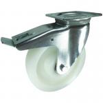Plate Fixing Braked Swivel Castor 200 mm Nylon Wheel Ball Journal Bearing 427984