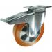 Plate Fixing Braked Swivel Castor 100 Mmpolyurethane Tyred Aluminium Wheel Ball Journal Bearing 428037