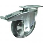 Plate Fixing Braked Swivel Castor 200 Mmrubber Tyred Aluminium Wheel Ball Journal Bearing 428054